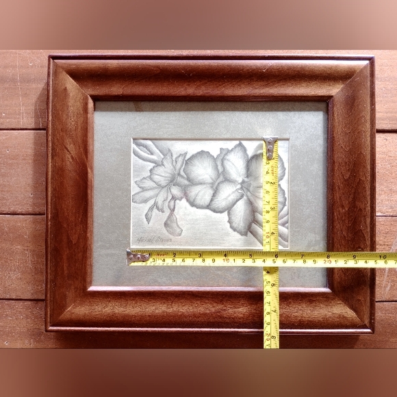 Framed Original Original Drawing of Desert Rose Floral Artwork. Signed by Artist - Picture 7 of 16